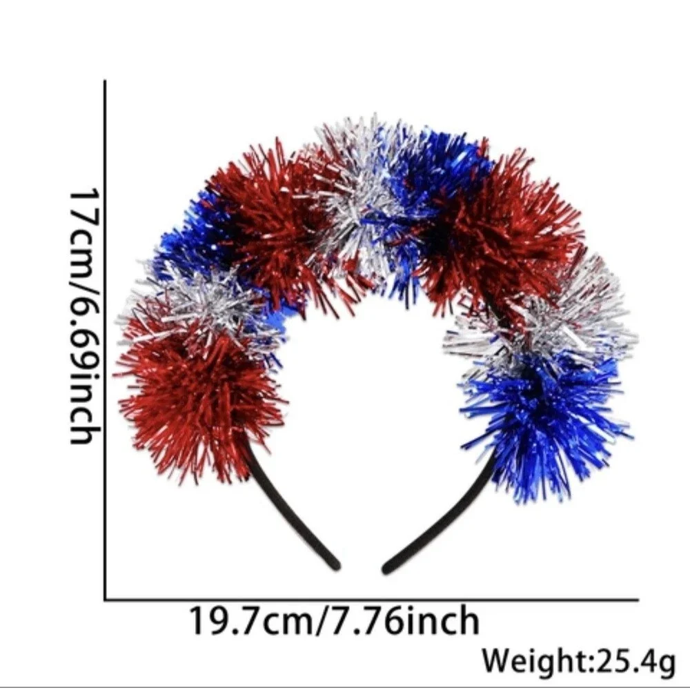 🇺🇸 USA Patriotic 4th Of July Glitter Headband Set Of 4 America 250 Party NEW